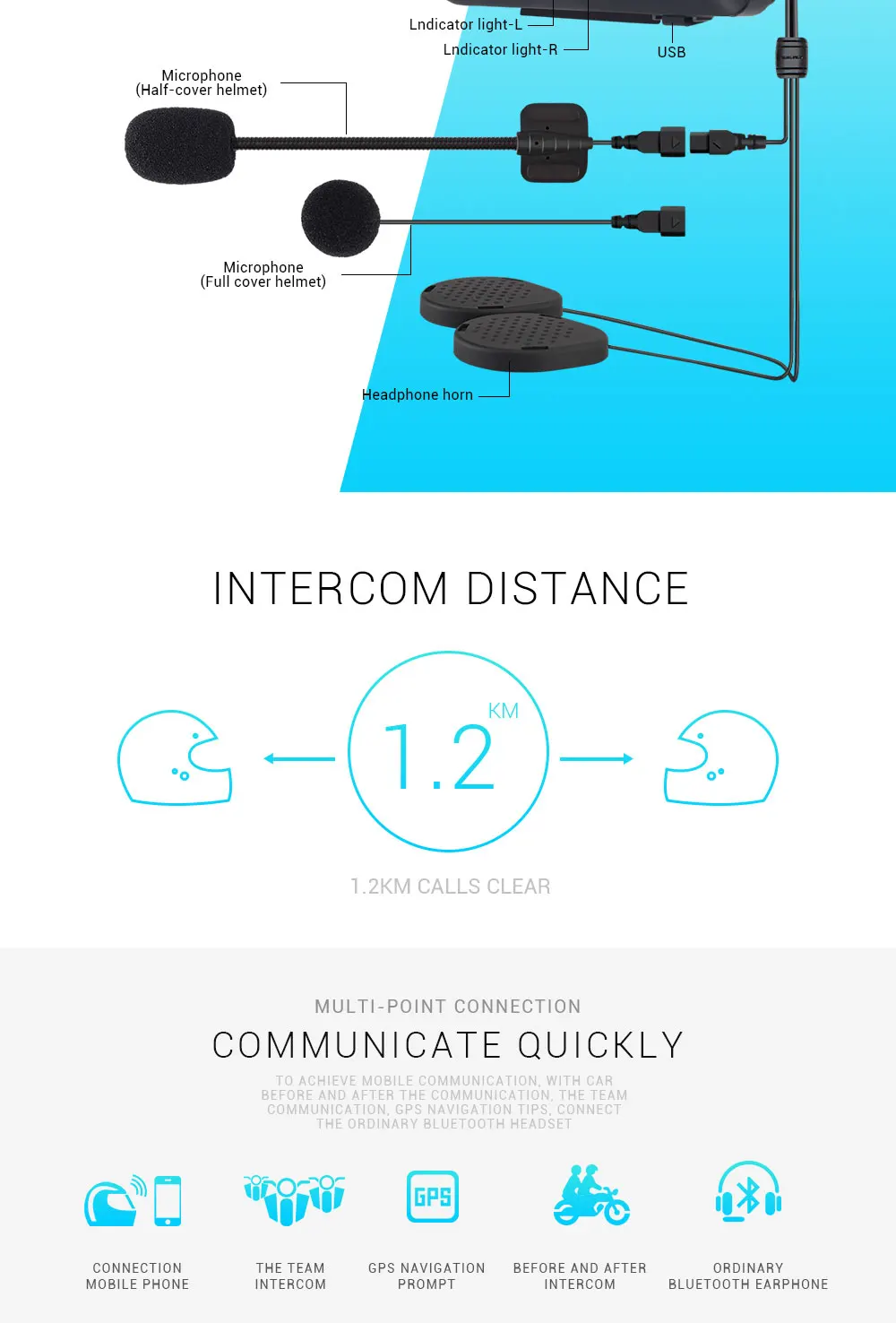 Comunicador para Motociclista Interfone para Capacete à Prova Água sem Fio Rádio para 2 Peças Bluetooth fm Viagens 2 1200m bt d' 9 Cheap Fones de ouvido pcapacete