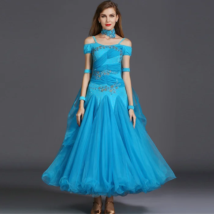 Международное стандартное бальное платье для танцев элегантное платье для латинских танцев красивые длинные платья для танцев - Цвет: Lake Blue