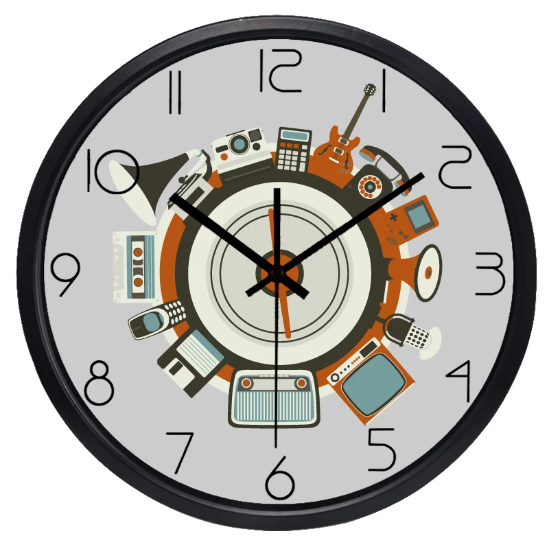 Retro Appliances Wall Clock, No Ticking Sound Sound recorder TV Memory