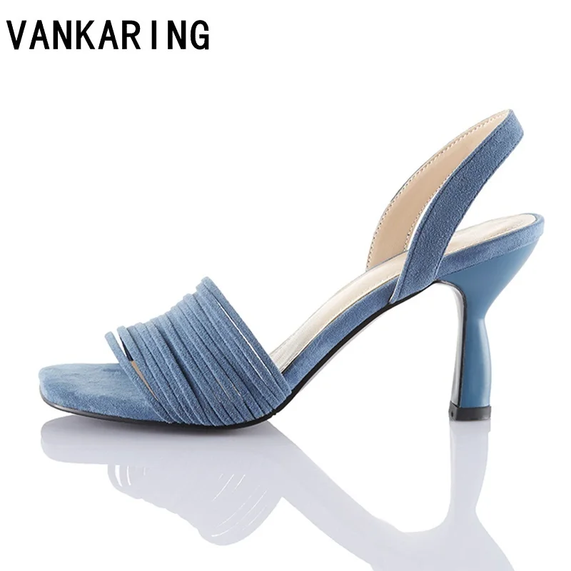 

fashion design narrow band summer sandals suede leather cut-outs ladies beach casual party shoes sexy pumps ladies high heels