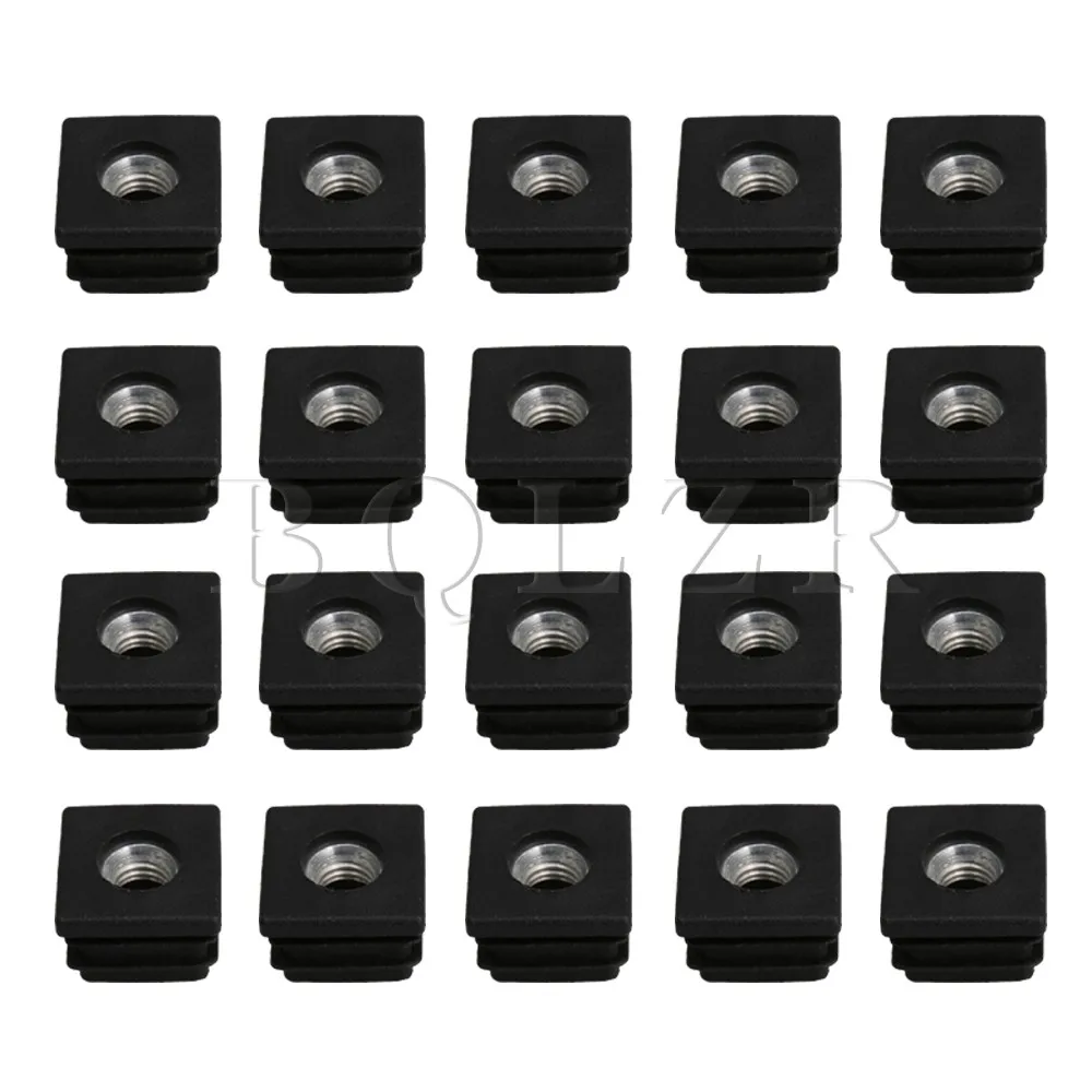 BQLZR 20mmx20mmxM8 Black Plastic Furniture Leg Plug Blanking End Caps