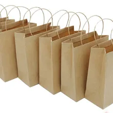 200 шт./лот 10*5*12 см Мини Подарочный пакет из крафт-бумаги, бумажная ручка для ювелирных изделий