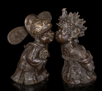 

Copper decoration Fine Buddha Brass Chinese Style Bronze statues of the groom Sculpture Festival New Luck Wedding decoration