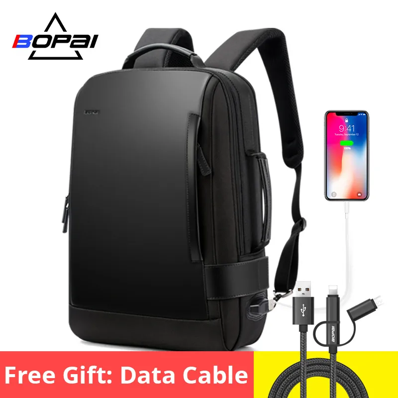 Цена BOPAI, брендовый рюкзак для увеличения, USB, внешняя зарядка, 15,6 дюймов, рюкзак для ноутбука, плечи, мужской, Противоугонный, водонепроницаемый, р...