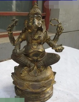 

xd 002942 10"Tibet Tantric Bronze Four arms Elephants wealth god Ganesha Buddha statue