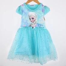 Новинка г.; нарядное платье принцессы Эльзы; рождественские детские платья для девочек; бальное платье; одежда для маленьких девочек; детская одежда