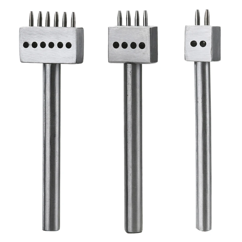 

2 / 4 / 6 Prong 4mm Leather Spacing Hole Craft 1.0mm Round Row Hole Punch Cutter Tool Set