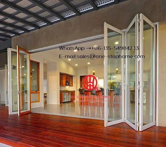  Aluminium glass folding door alfresco stacking bi-fold doorheavy duty bi folding door with many col