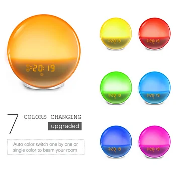 

LED Light Alarm Clock Sunrise Simulation Sleep Aid with FM Radio Snooze Clock for Bedroom Despertador de luz H99F