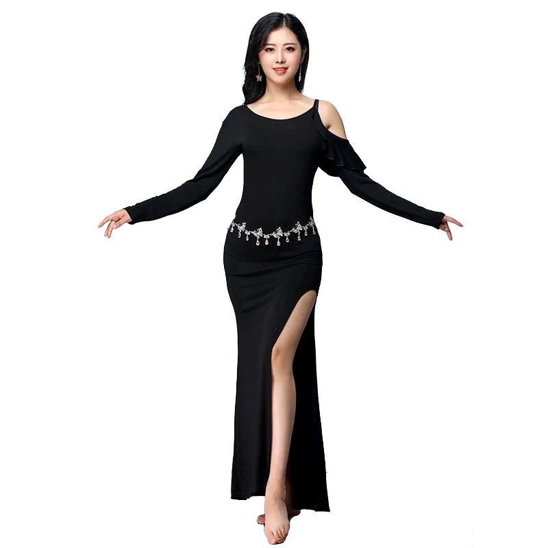 2018 Новая женская танцевальная одежда для танца живота костюм из модифицированного вискозного волокна с открытыми плечами платья для