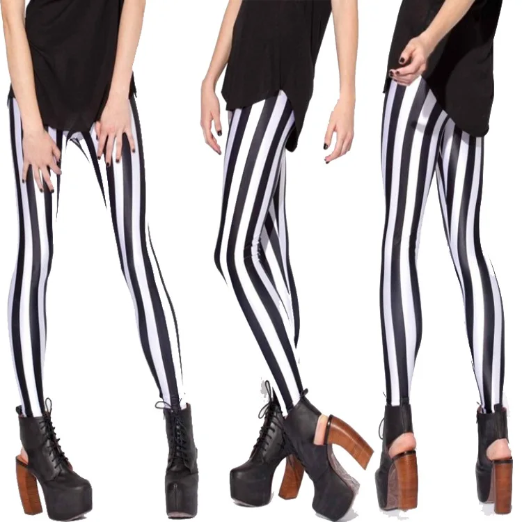 The new black milk black and white stripes sky digital Leggings female feet pencil pants
