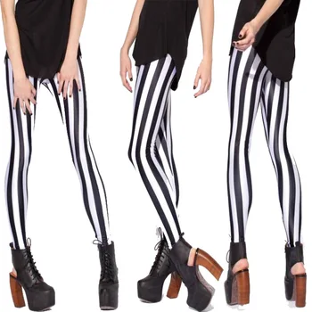 

2016 Hot New Women Autumn black milk black and white stripes sky digital Leggings female pencil pants Gaiters Capris Boothose