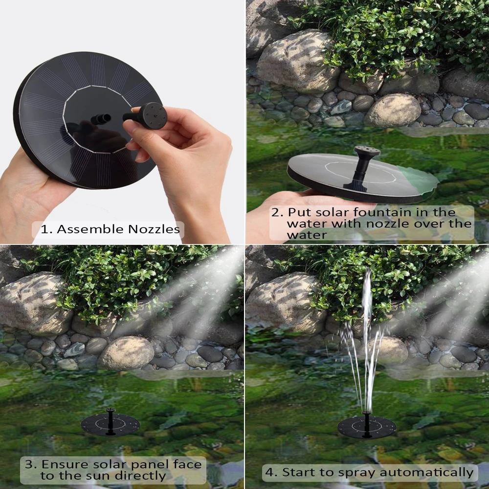 Солнечный водяной насос Birdbath круглый маленький пруд украшение сада водный мини-насос микронасос для воды высота 65 см DC30S-0708R