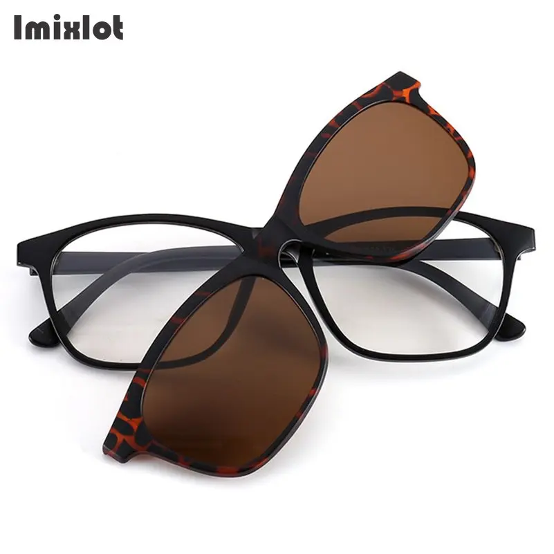 Imixlot 5 шт./компл. солнцезащитные очки для женщин для мужчин поляризационные магнитный зажим очки на прищепке, для вождения на магните близорукость оправа