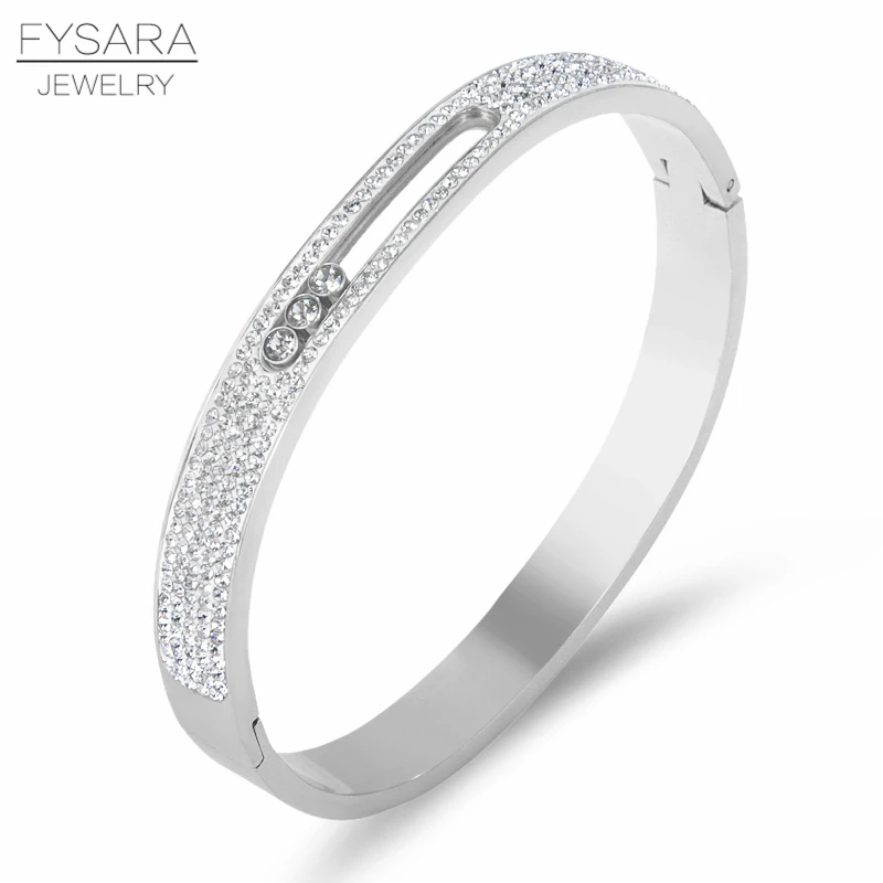 FYSARA, кубические кристаллы циркония, три поворотных браслета для женщин, скользящие браслеты для любви, роскошный бренд, модные браслеты из нержавеющей стали