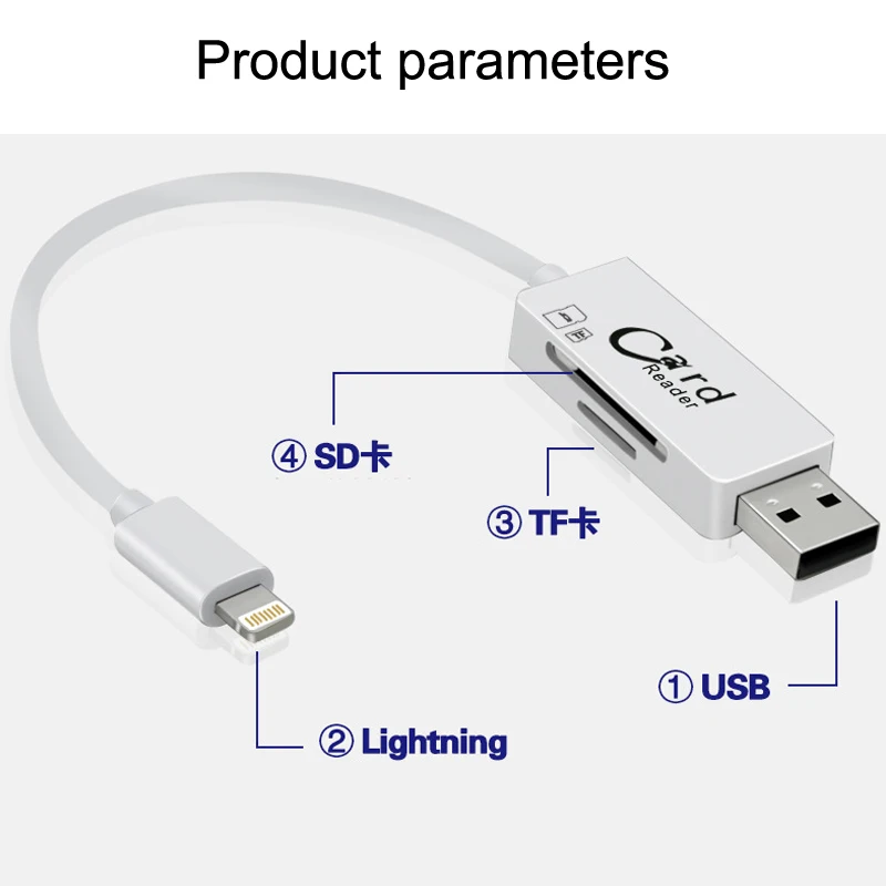 USB устройство для чтения карт памяти 2 в 1 TF и Micro SD OTG кабель адаптер Lightning iPhone 5 6S 7 8