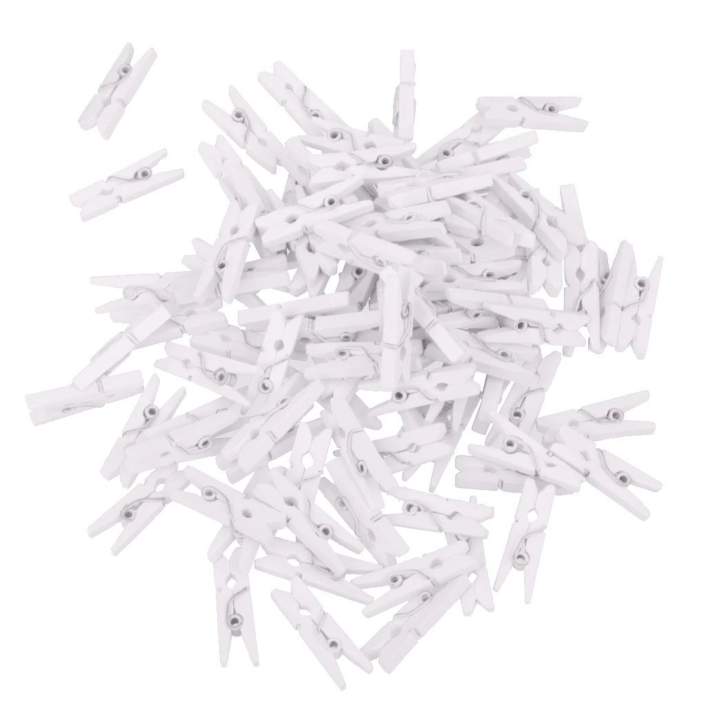 50 Mini Wooden Craft Pegs Clothespin Paper Photo Clothes Clips for Scrapbooking