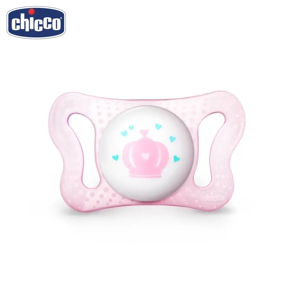 Пустышка Chicco Micro, 2шт., 0-2 мес., сил., для принцессы, рис. карета, корона