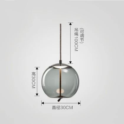 Скандинавский пеньковый Канат, стеклянный светильник, светильник для гостиной, спальни, блеск, домашний декор, подвесной светильник для ресторана, подвесной светильник s - Цвет корпуса: B Smoke Grey