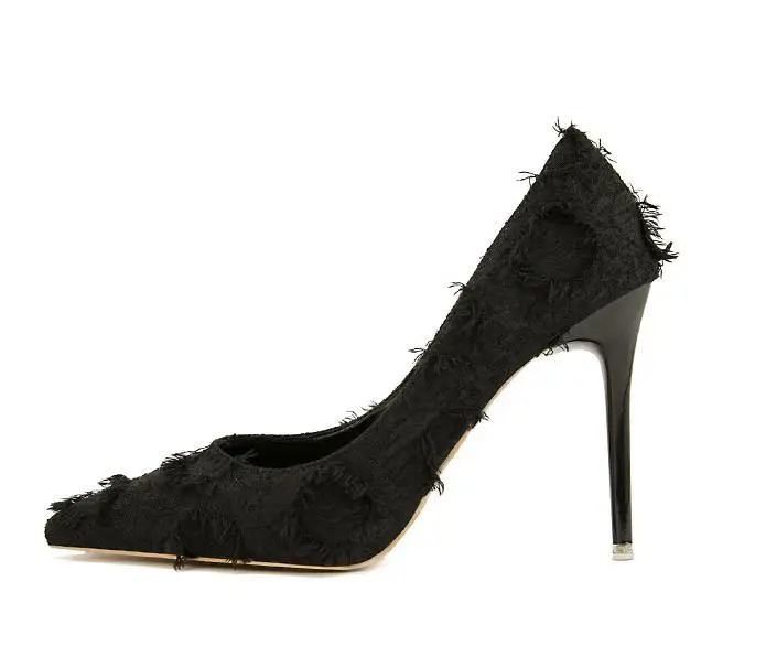 

Spring 2019 Korean Version Fashion Retro Simple Wool Pointed Women's Shoes Shallow Sexy Nightclub Single Shoes High Heels