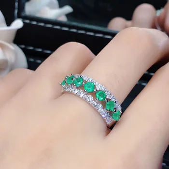 

Natural And Real emerald Ring 925 sterling silver 3.5mm 7pcs Fine jewelry