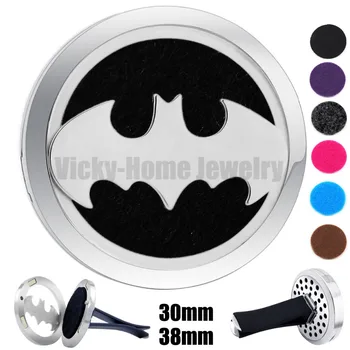 

Batman 30mm-38mm 316L Stainless Steel Car Diffuser Aroma Car Perfume Locket Essential Oil Car Diffuser Locket Free 6Pcs Pads
