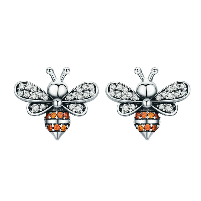 Женские изысканные серьги гвоздики Bee Story модные серебряные ювелирные