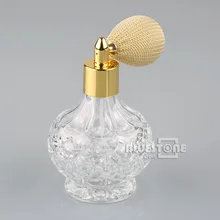 Botella de Perfume de cristal cirstal claro Vintage de 80 ml con atomizador corto para mujer