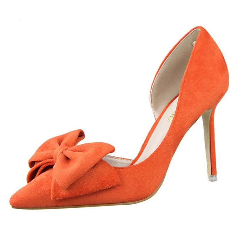 

2016 New Summer Women Pumps Sweet Bowknot High-heeled Shoes Woman Thin Pink High Heel Shoes Hollow Pointed Stiletto Elegant Top