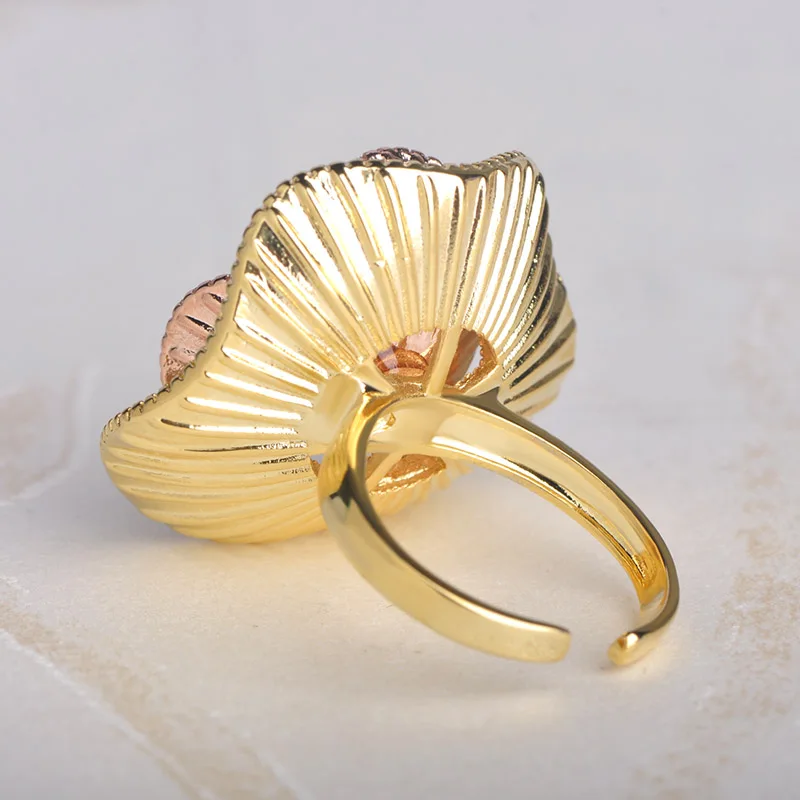 MECHOSEN специальные двумя слоями листьев лотоса Jewelry устанавливает браслет кольцо