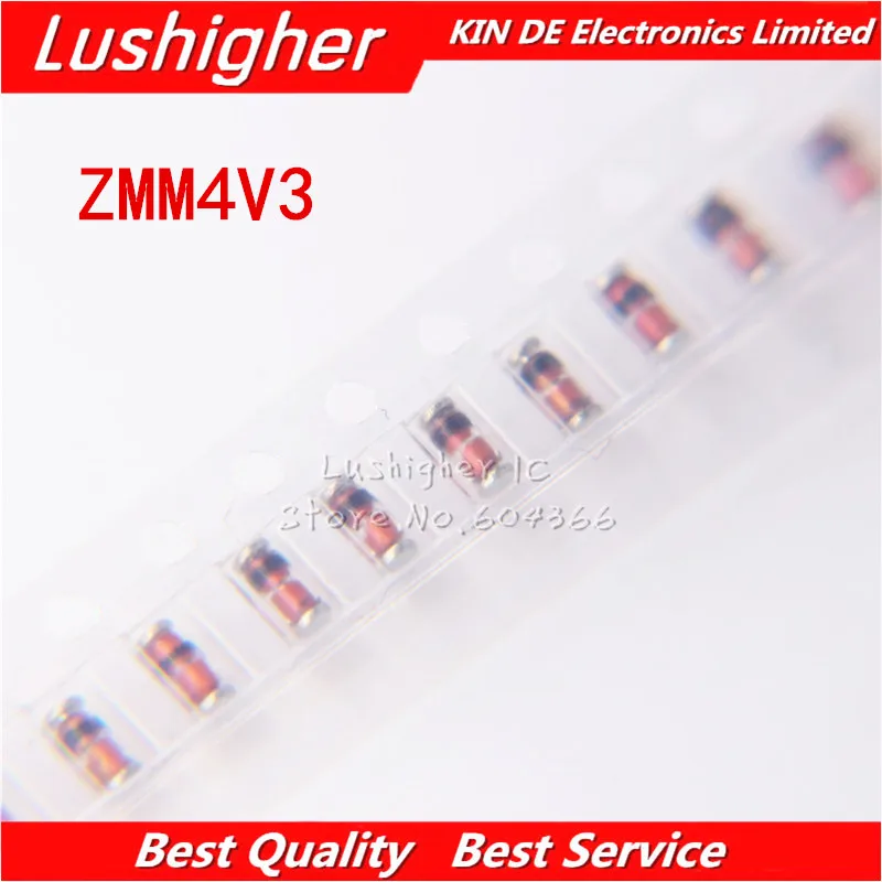 100 шт ZMM4V3 LL34 ZMM4.3V LL-34 ZMM4.3 0,5 W стабилитрон 4,3 V 1206 4V3 цилиндры Бесплатная доставка