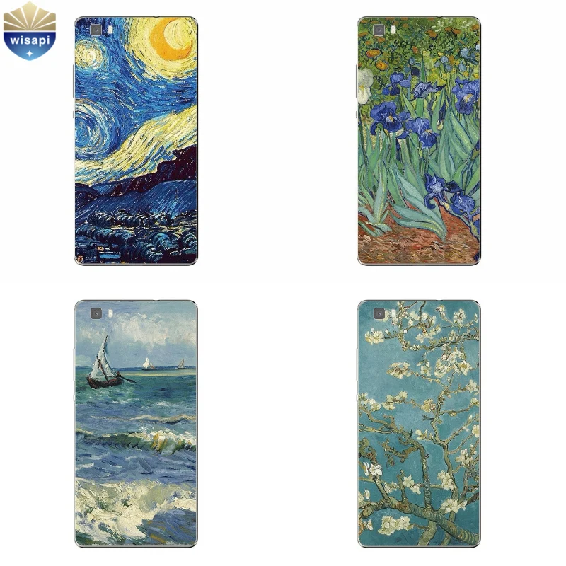 Untuk Huawei P8/P8 P9 Lite Plus G9 Shell Kehormatan 5C 7 7I Kembali Cover Mate 7 8 Ponsel Van Gogh Desain Dicat