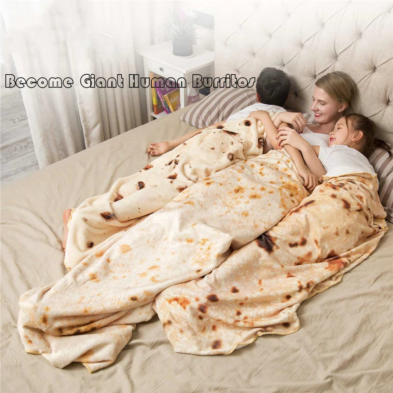 Funny and Soft Flannel Taco Blanket for Indoors Giant Burrito Blanket for Adult and Kids Style 2, 70 inches Round Novelty Blanket Travel Outdoors Home Burritos Tortilla Blanket