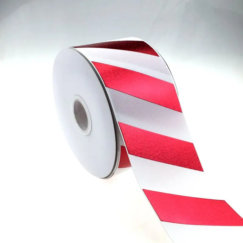

3"75mm red hologram foil printed grosgrain ribbon for decoration or party