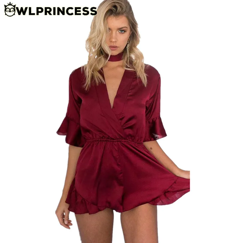 red satin playsuit