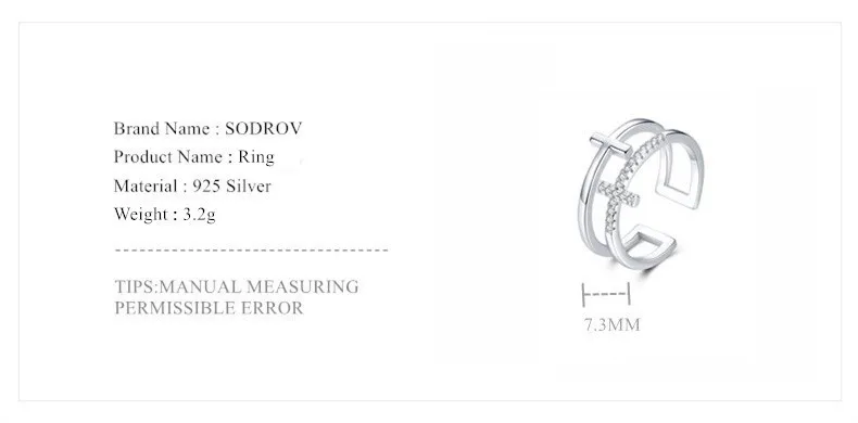 SODROV, серебро 925, ювелирные изделия, серебряные кольца для женщин, 925 пробы, серебро, тренд, крест, кольцо на палец, размер, регулируемая поддержка, Прямая поставка