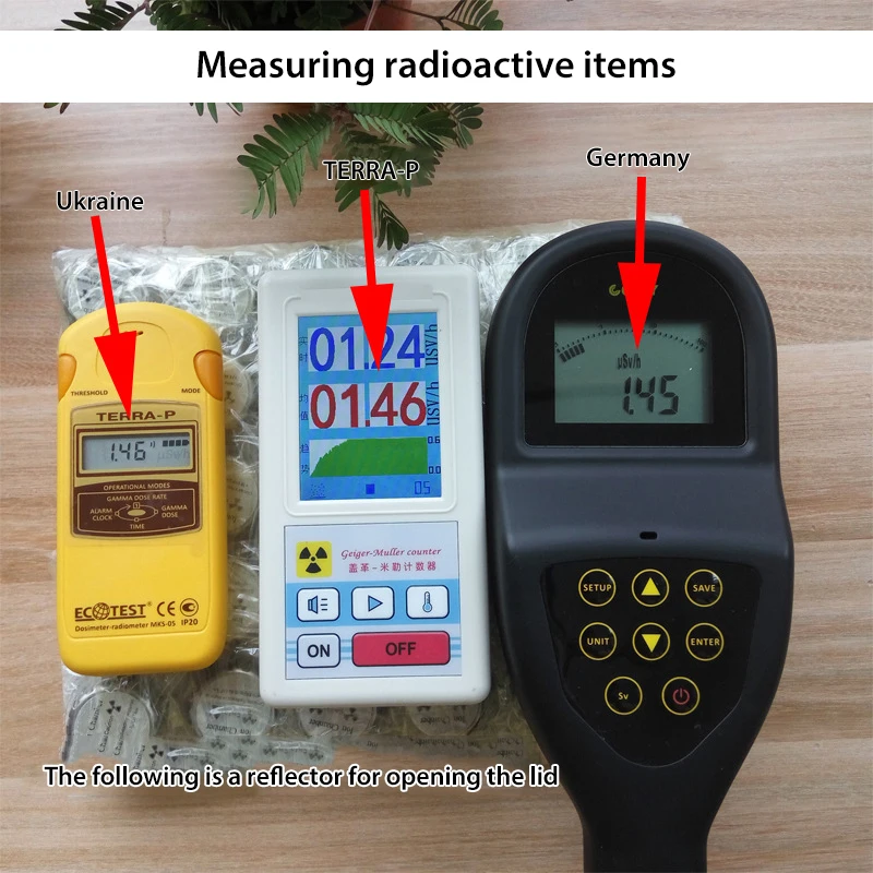 Display screen geiger counter display nuclear radiation detector personal dosimeter marble detectors beta gamma x-ray tester