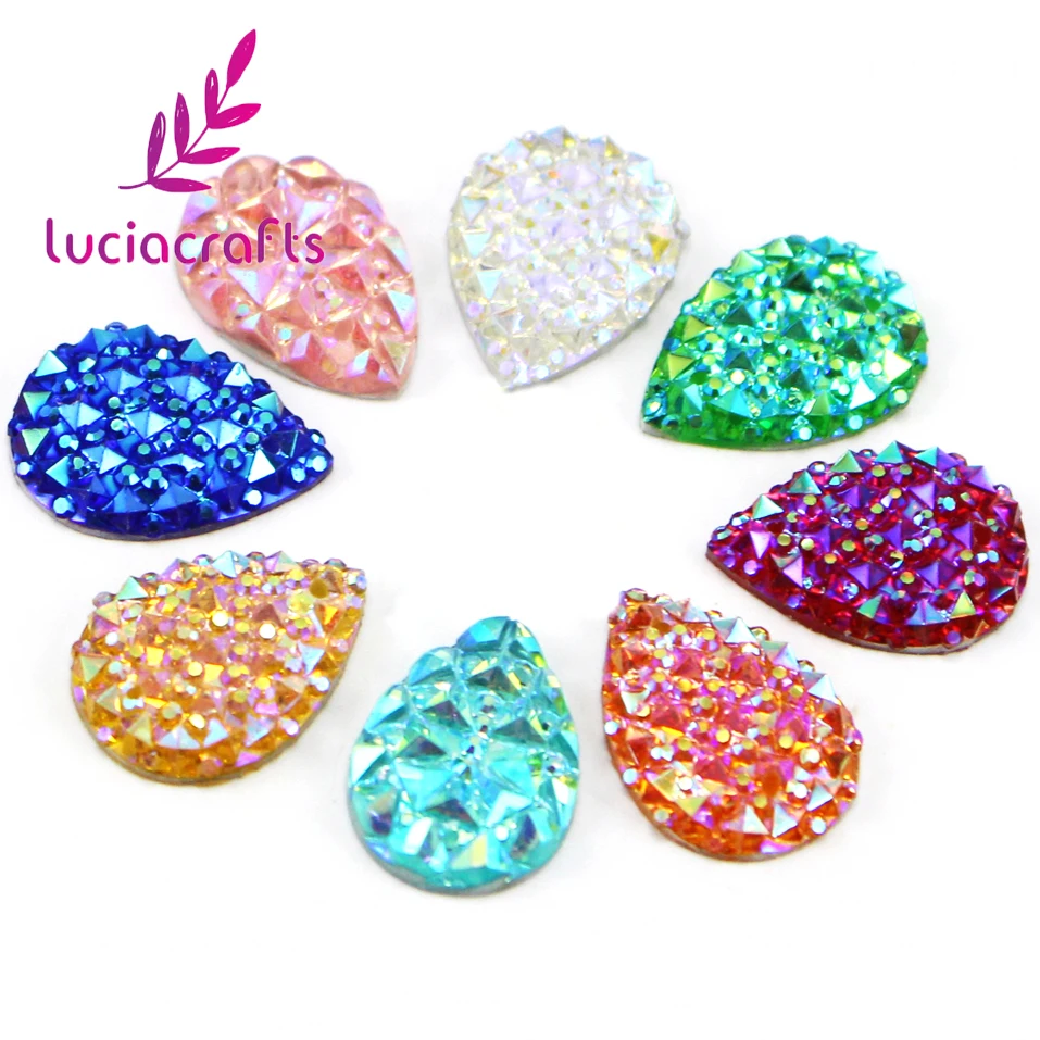 

Lucia crafts 48pcs/lot 10*14mm AB Resin Flatback Rhinestones Waterdrop Sew-on Stones Sewing Crystals DIY Handcraft D1208