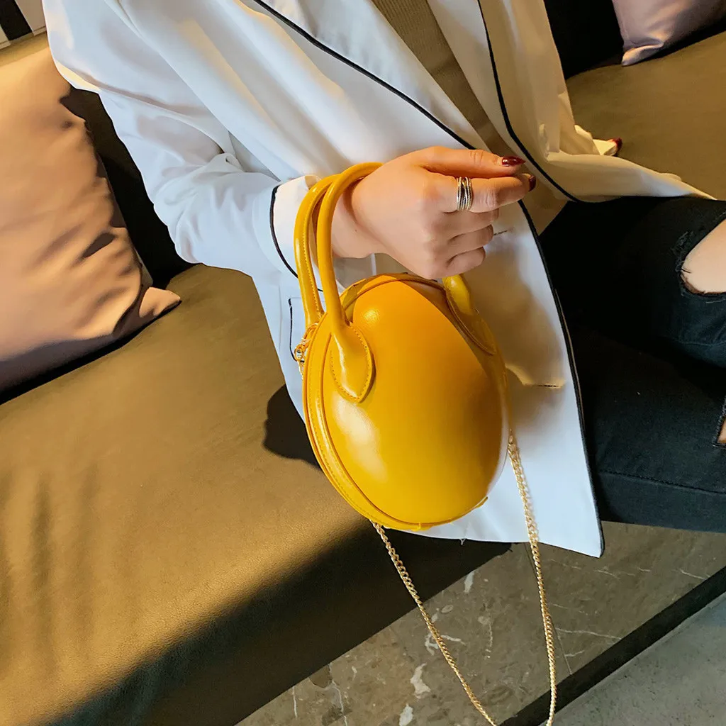 

2019 summer lady Fashion lady retro dinosaur egg bag solid color leather shoulder bag diagonal package chain bag #20