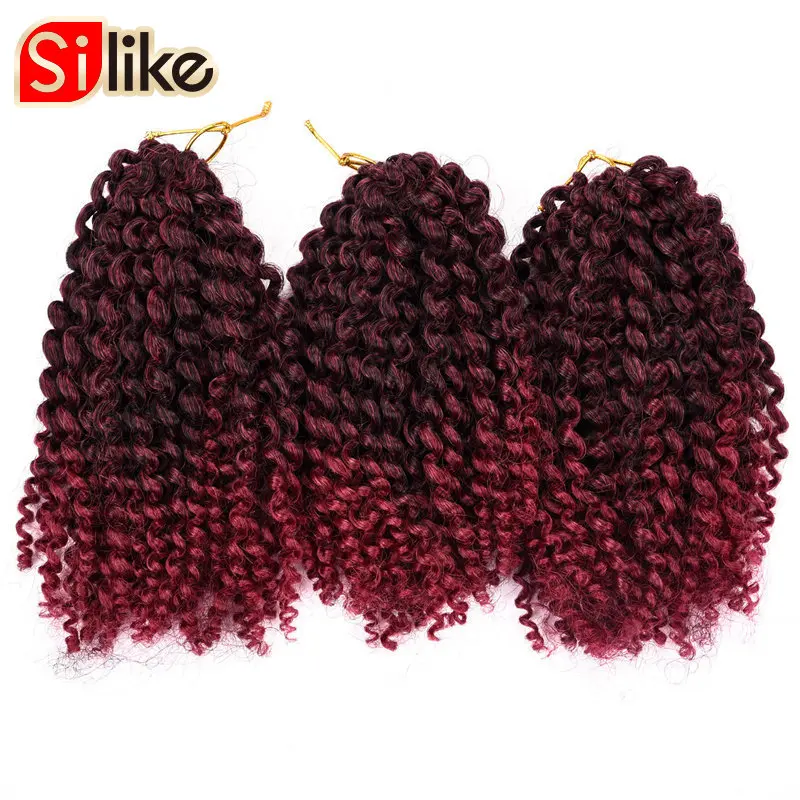 Silike 3 шт./компл. вязанная косами Marlybob 8-дюймовый Ombre Синтетические пряди для наращивания волос В наличии 14 цветов афро кудрявый волос для