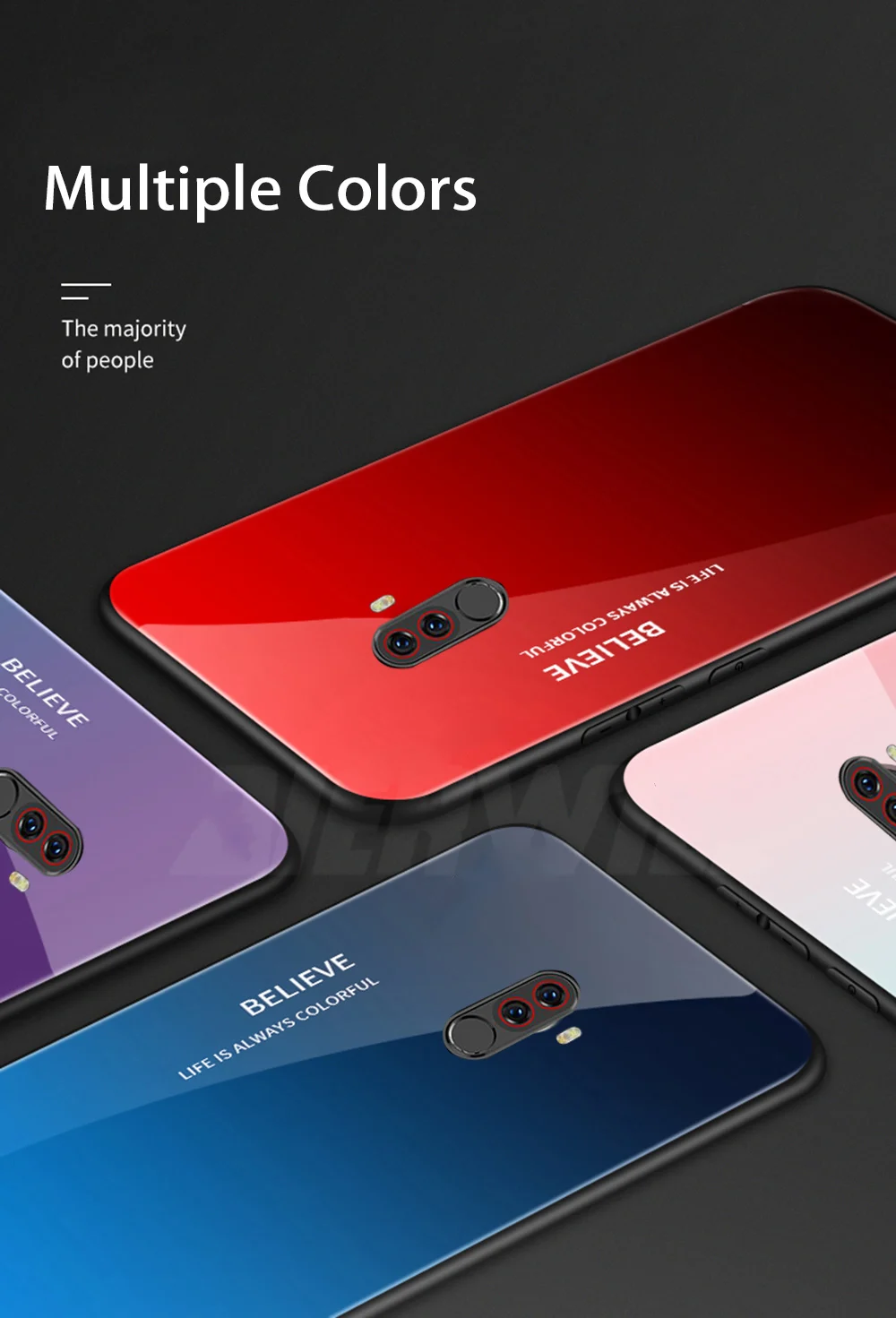 Роскошный Жесткий Чехол для Pocophone F1, чехол из закаленного стекла, силиконовая рамка, модный градиентный защитный чехол для Xiaomi Pocophone F1