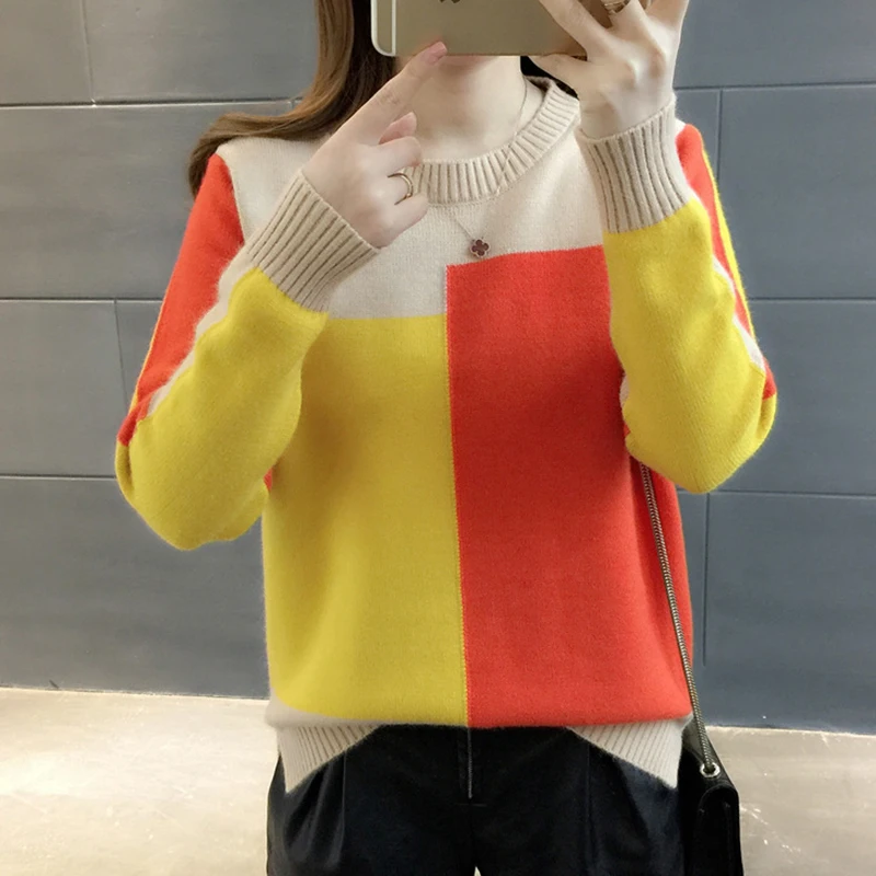 Surmiitro Sweater Women For Winter 2018 Fashion Autumn Patchwork Knitted Long Sleeve Pullover Female Tricot Jumper Pull Femme Surmiitro Sweater Women For Winter 2018 Fashion Autumn Patchwork Knitted Long Sleeve Pullover Female Tricot Jumper Pull Femme