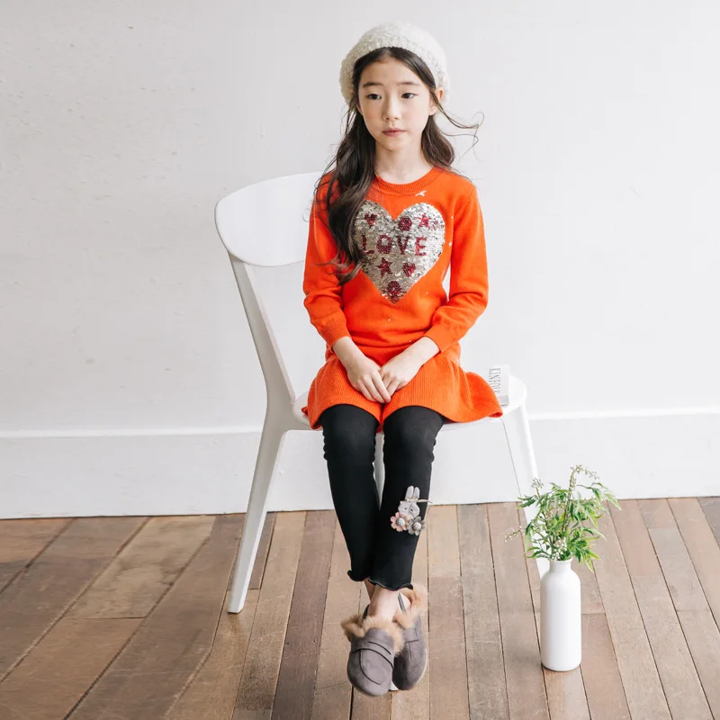 

New 2018 Autumn Winter Kids Knitted Dress Baby Princess Dress Sweaters Girls Pleated Dress Toddler Ruffles Sequin Clothes,#3461