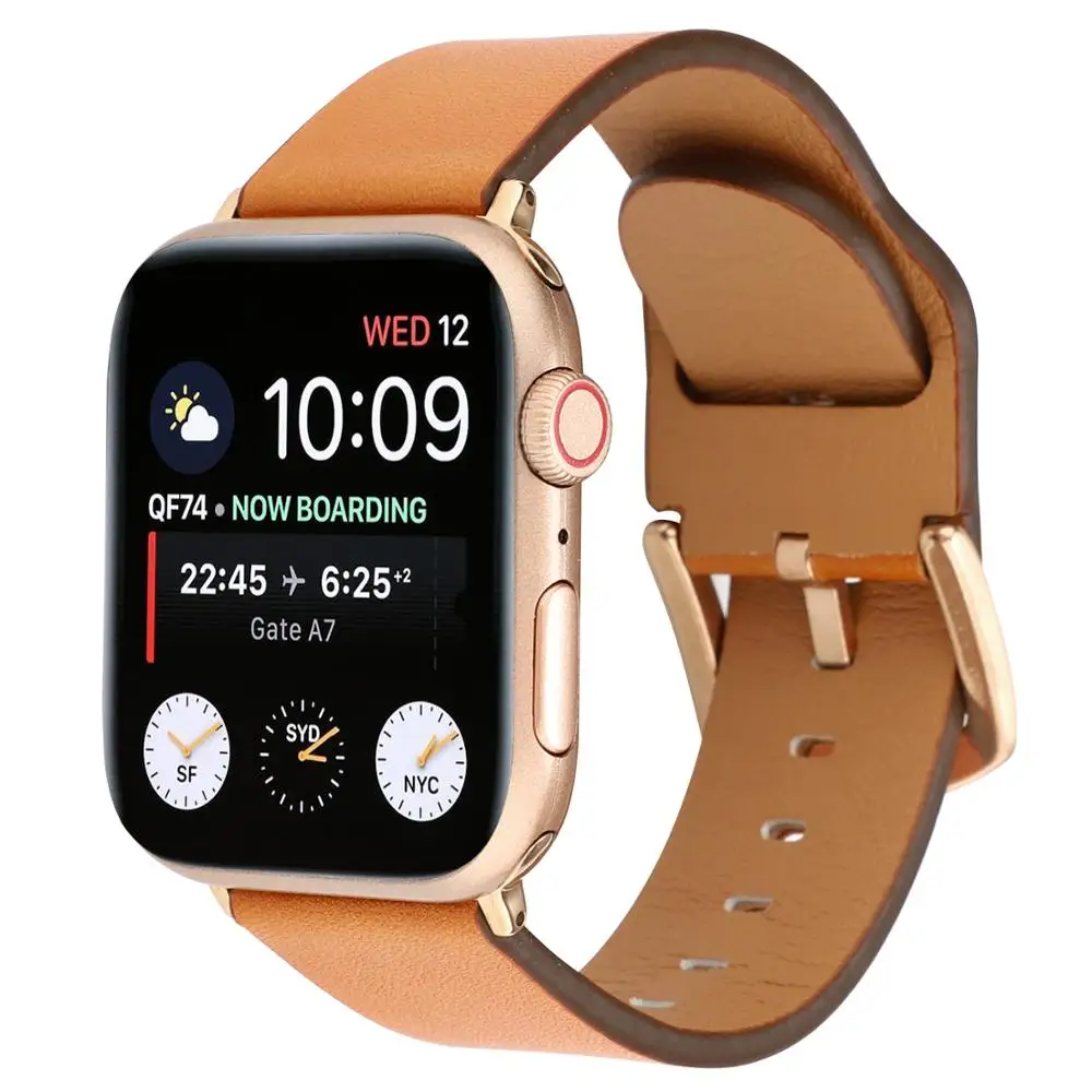 Ремешок из натуральной кожи для Apple watch band series 4 3 2 1 ремешок из натуральной кожи для Iwatch 44 мм 42 мм 40 мм 38 мм