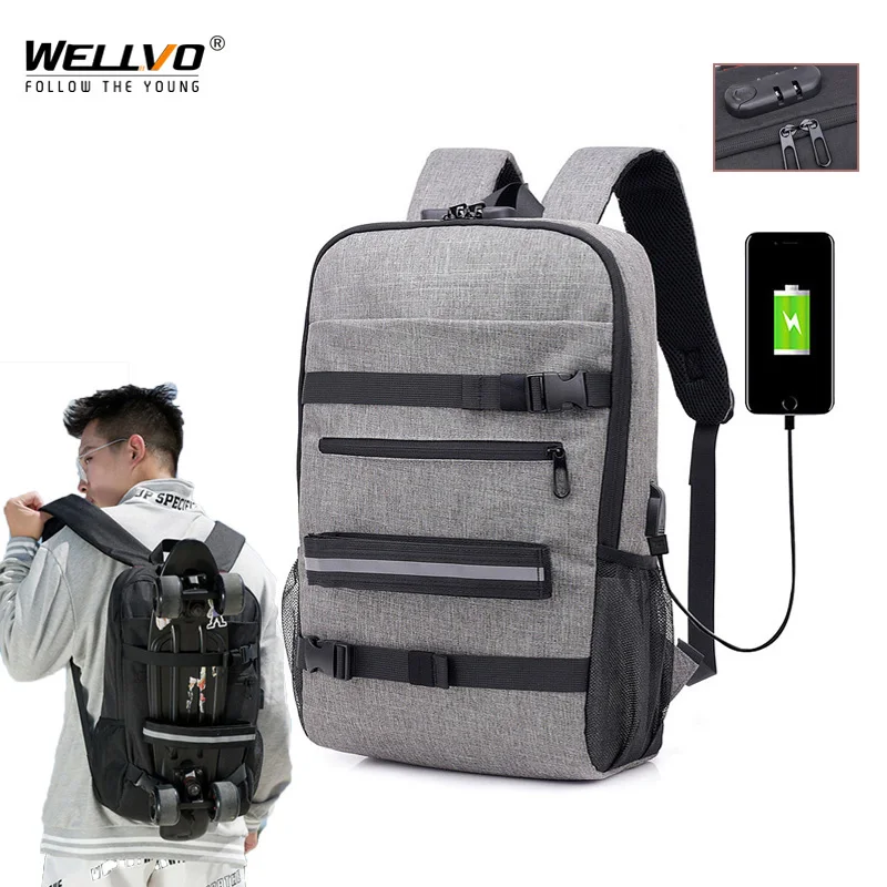 US $25.70 Men Backpack Anti Theft Laptop Rucksack Usb Charging Teenager Boys Skateboard Bag Waterproof School Bags Escolar Mochila Xa101zc