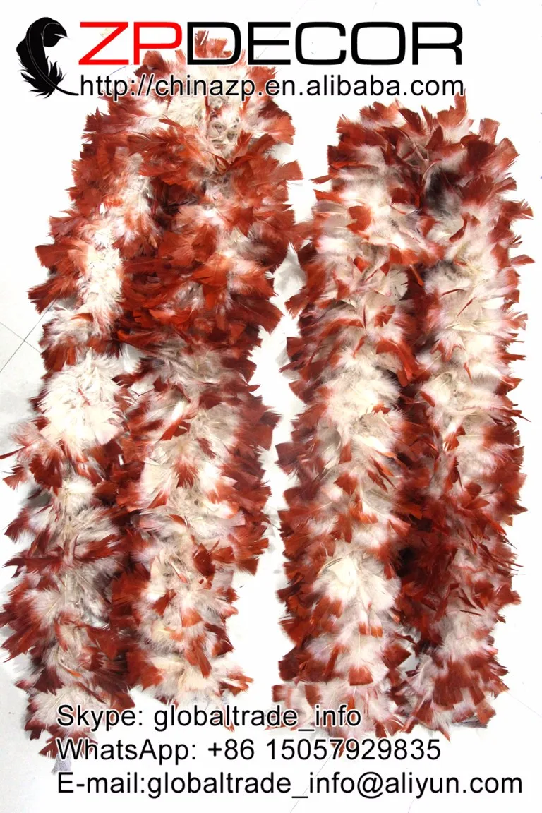 brown and white turkey flat feathers boa (31)