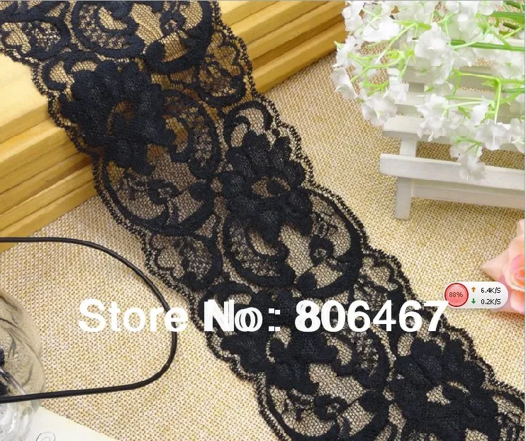 

FREE SHIPPING NEW STYLES WATERSOLUBE COTTON NICE AND CHEAPEST ELESTIC NYLON LACE TRIMS IN 2 COLORS WIDTH ABOUT 8CM