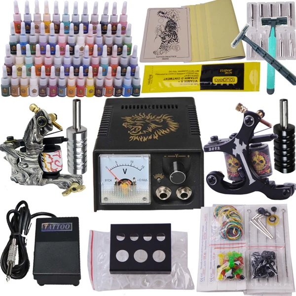 

complete tattoo machine set cosmetic permanent makeup gun tip needles grip kit tattoo tool