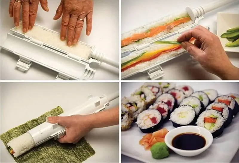 DIY Easy Sushi Maker Tool Roll Meat Vegetables Bazooka Rice Mould DIY Sushis Mold Tube Roller