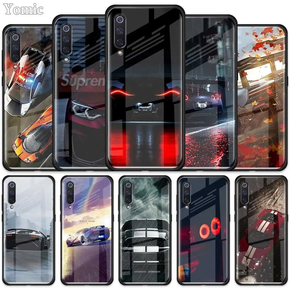

Cool sports car Tempered Glass Case for Xiaomi Redmi Note 7 6 Pro K20 Pro Redmi 7 Mi 9 Cell Mobile Phone Cases Cover Coque